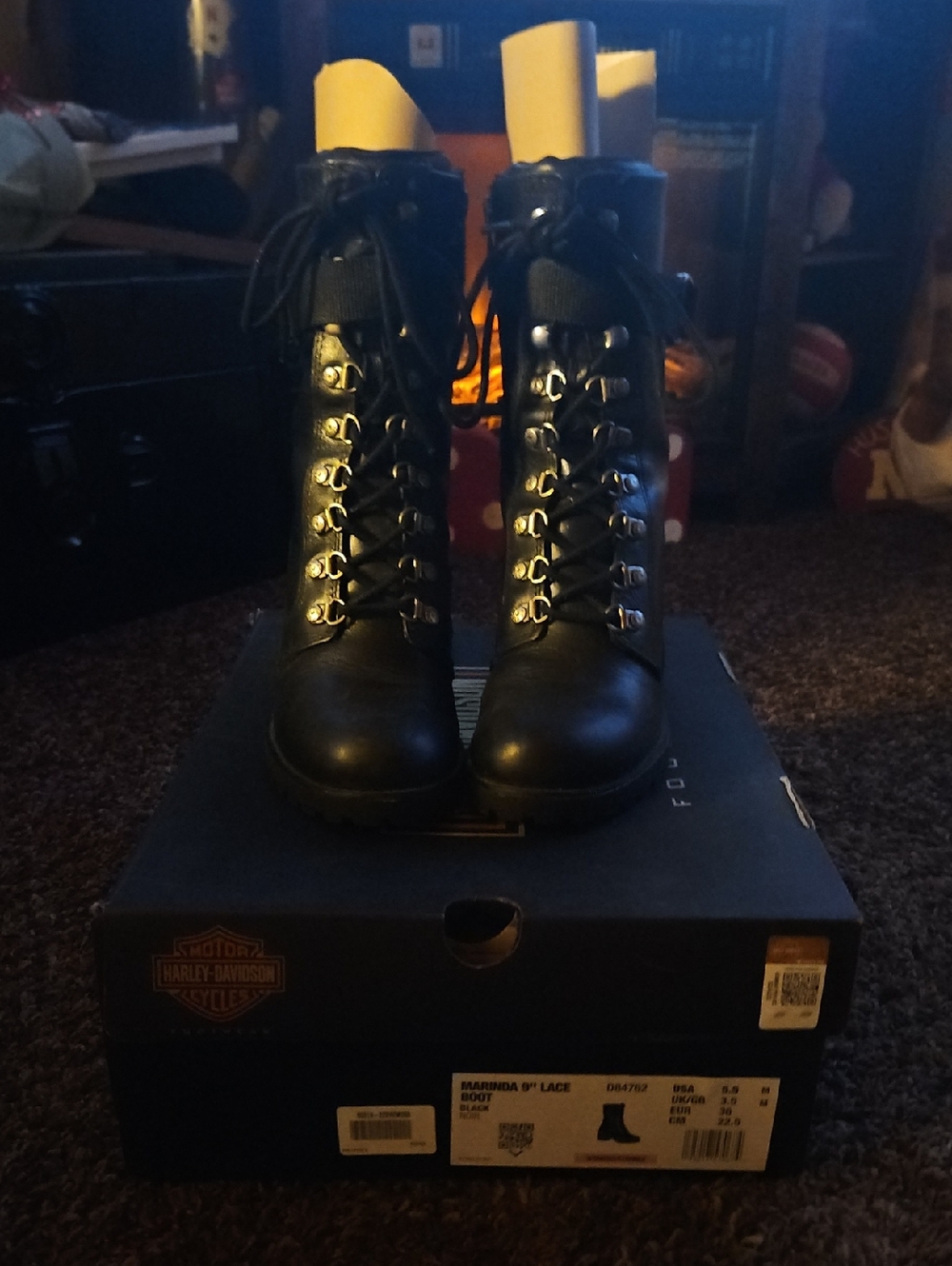 Harley-Davidson Black Lace-Up Combat Boots